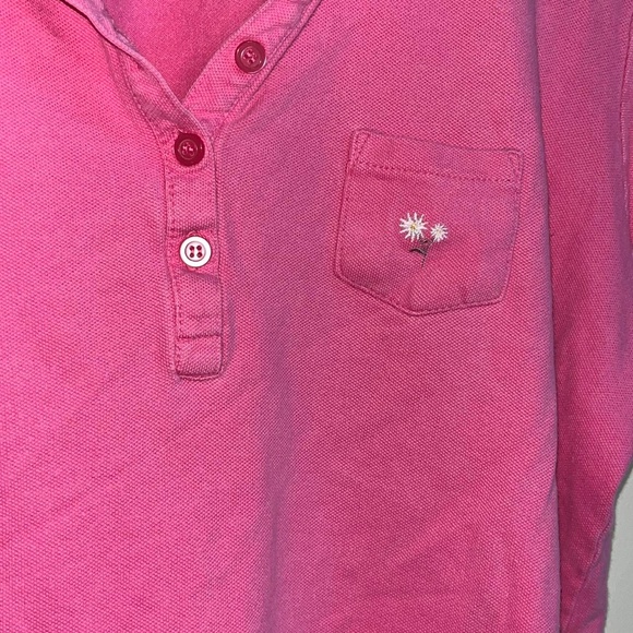 Y2K pink polo shirt with a small pocket with little flower detail - Picture 4 of 5